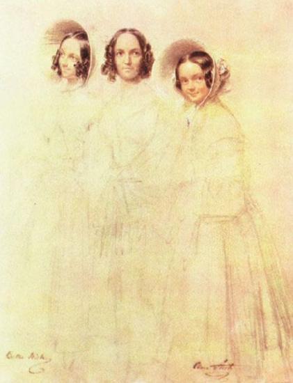 Franz Kruger Portrat der Frau Crelinger mit ihren Tochtern Bertha und Clara oil painting image